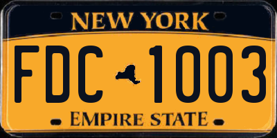 NY license plate FDC1003
