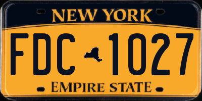 NY license plate FDC1027
