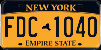 NY license plate FDC1040