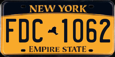 NY license plate FDC1062