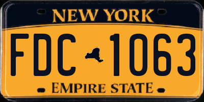 NY license plate FDC1063