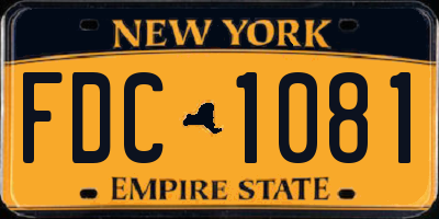 NY license plate FDC1081