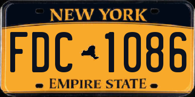 NY license plate FDC1086