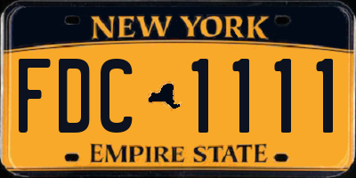 NY license plate FDC1111