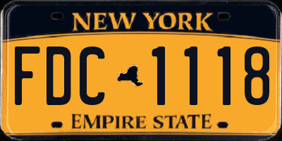 NY license plate FDC1118