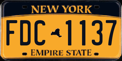 NY license plate FDC1137