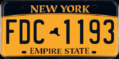 NY license plate FDC1193