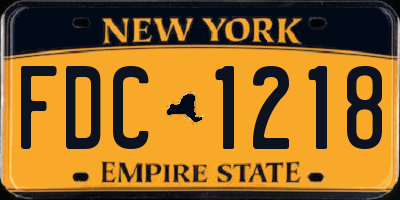 NY license plate FDC1218