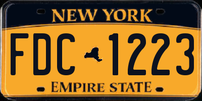 NY license plate FDC1223