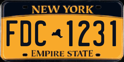 NY license plate FDC1231