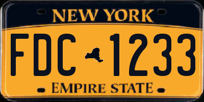 NY license plate FDC1233