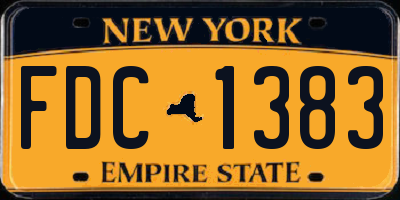 NY license plate FDC1383