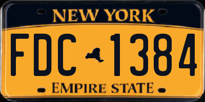 NY license plate FDC1384