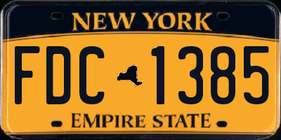 NY license plate FDC1385