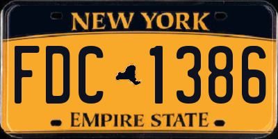 NY license plate FDC1386