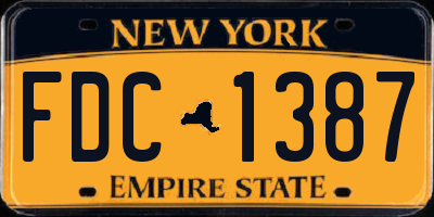 NY license plate FDC1387