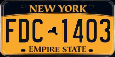 NY license plate FDC1403