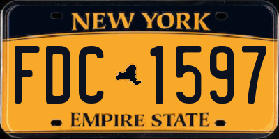 NY license plate FDC1597