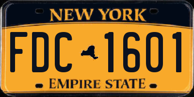 NY license plate FDC1601