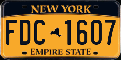 NY license plate FDC1607