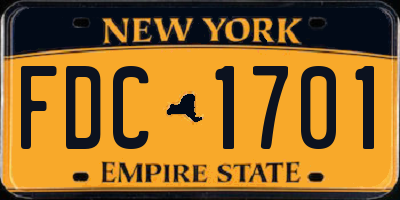 NY license plate FDC1701