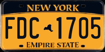 NY license plate FDC1705