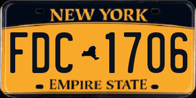 NY license plate FDC1706