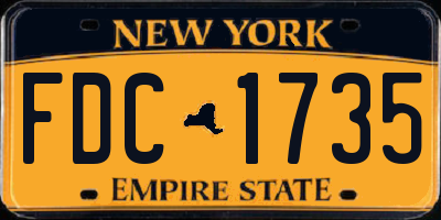 NY license plate FDC1735
