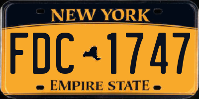 NY license plate FDC1747
