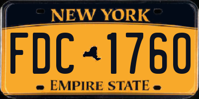 NY license plate FDC1760