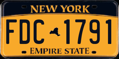 NY license plate FDC1791