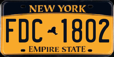 NY license plate FDC1802