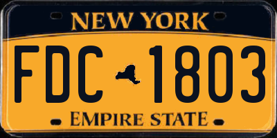 NY license plate FDC1803