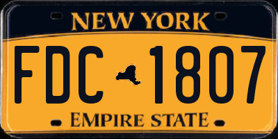NY license plate FDC1807