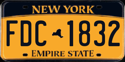 NY license plate FDC1832