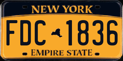 NY license plate FDC1836