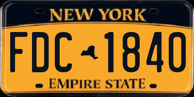 NY license plate FDC1840