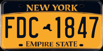 NY license plate FDC1847