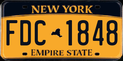 NY license plate FDC1848