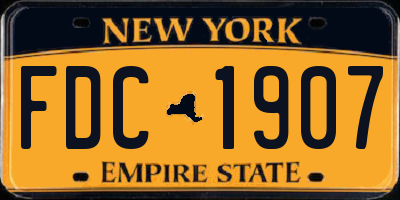 NY license plate FDC1907