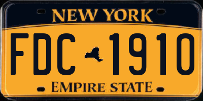 NY license plate FDC1910