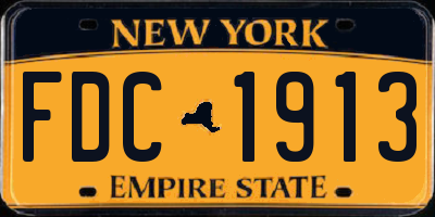 NY license plate FDC1913
