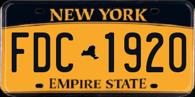 NY license plate FDC1920