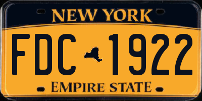 NY license plate FDC1922