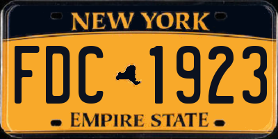 NY license plate FDC1923