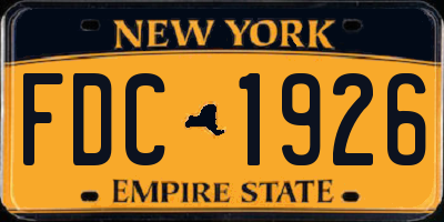 NY license plate FDC1926