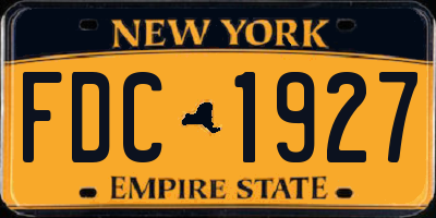 NY license plate FDC1927