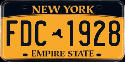 NY license plate FDC1928