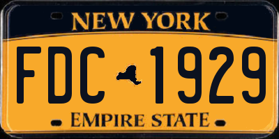NY license plate FDC1929