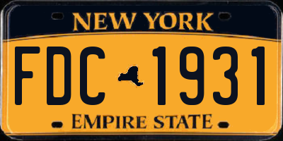 NY license plate FDC1931